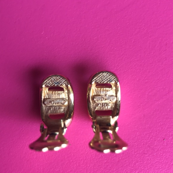 Christian Dior Gold and Chrystal Vintage Designer Earrings clip ons - Picture 3 of 14